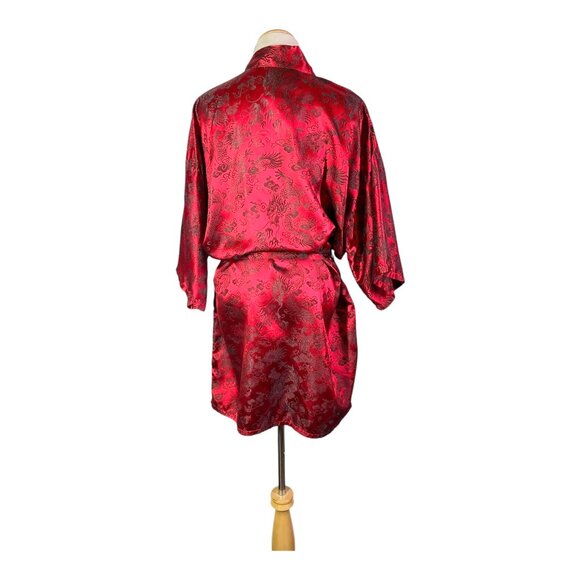 Vintage "Oriental" Brand One Size Robe Dragons Brocade Satin Sash Tie - Picture 7 of 12